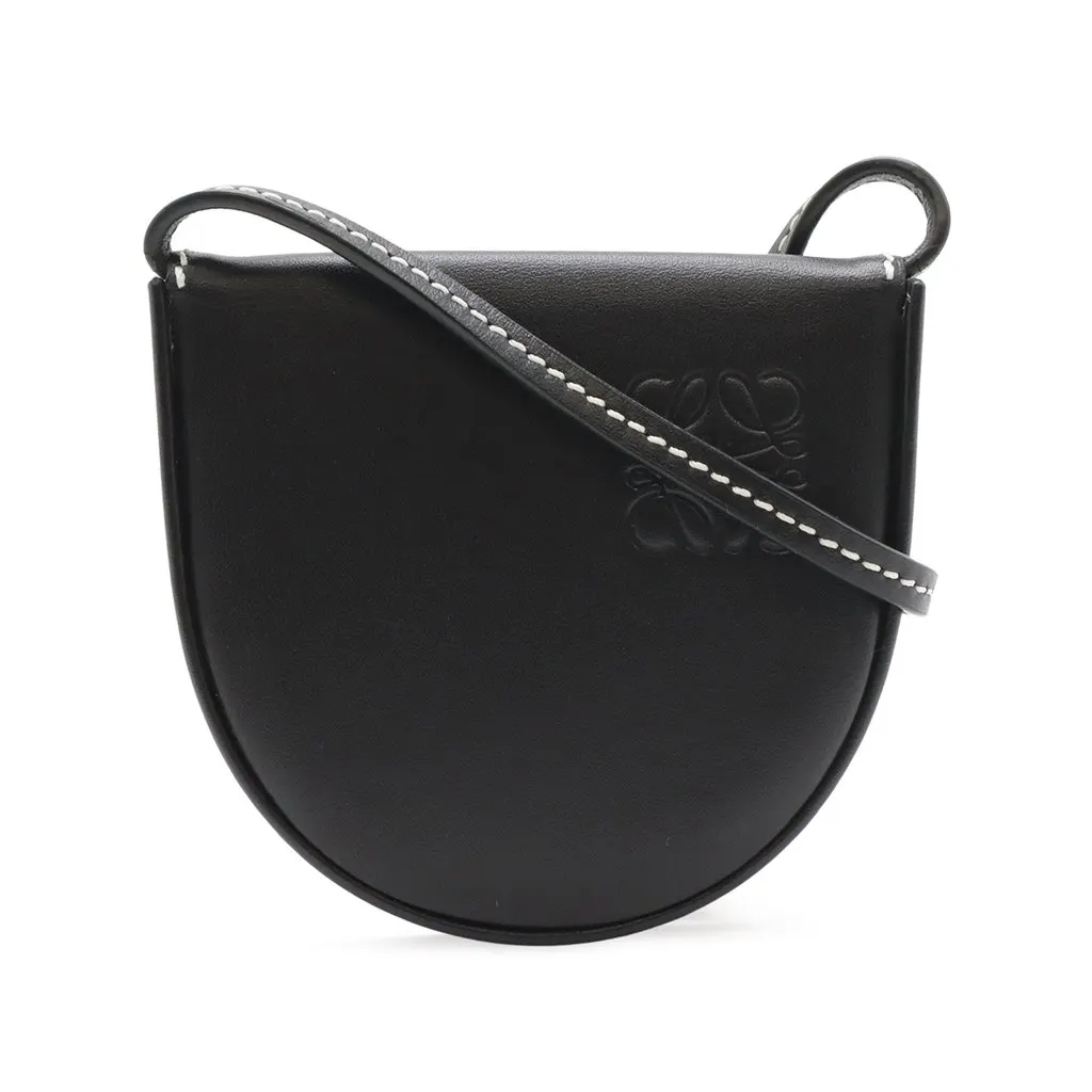 Loewe Mini Soft Calfskin Anagram Heel Pouch Black Leather Very good - Front View