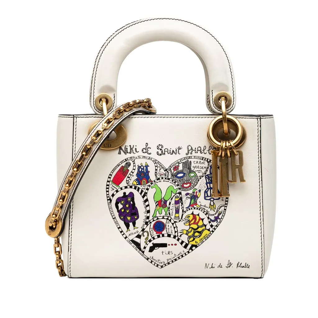 Dior DiorAmour Niki De Saint Phalle Mini Calfskin Lady Dior White Leather Very good - Front View