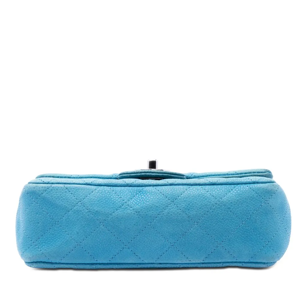 Chanel Mini Rectangular Classic Iridescent Caviar Single Flap Blue Leather Very good - Inside View