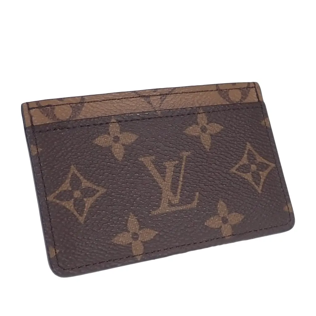 Louis Vuitton Monogram Reverse Card Holder Brown Canvas Good - Back View