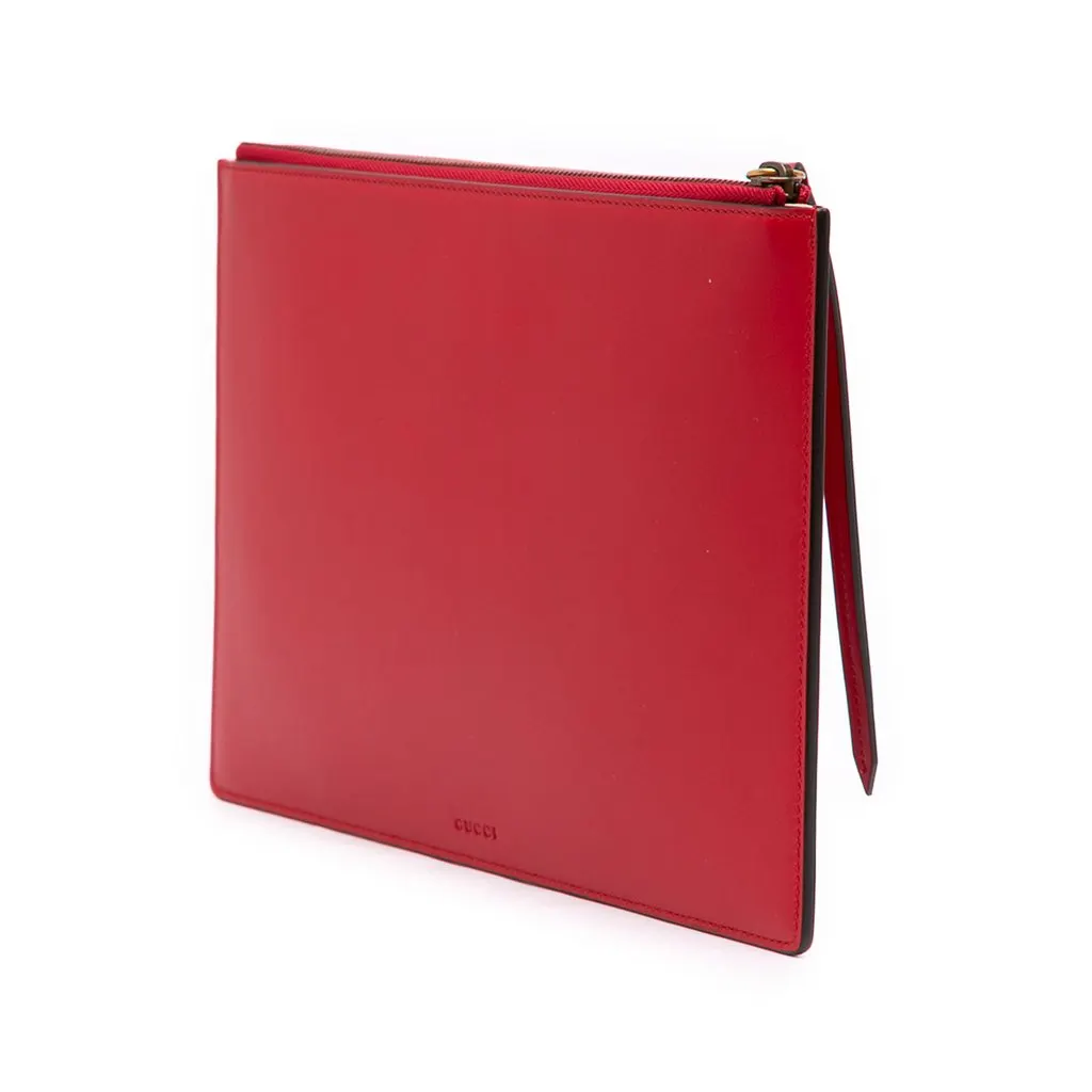 Gucci GucciGhost Calfskin Diamond Zip Pouch Red Leather Good - Back View