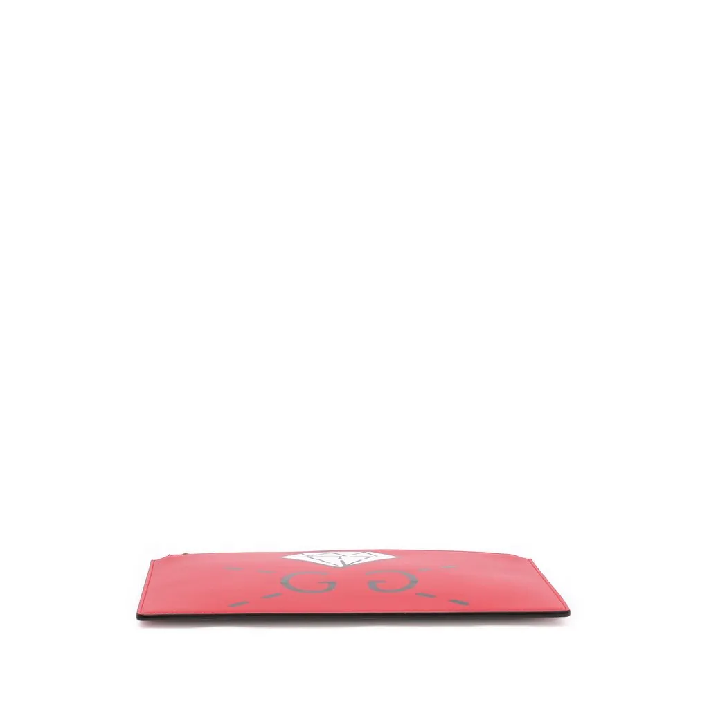 Gucci GucciGhost Calfskin Diamond Zip Pouch Red Leather Good - Inside View