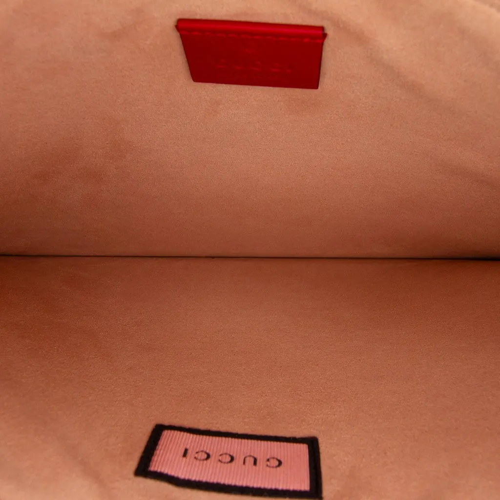 Gucci GucciGhost Calfskin Diamond Zip Pouch Red Leather Good - Model View