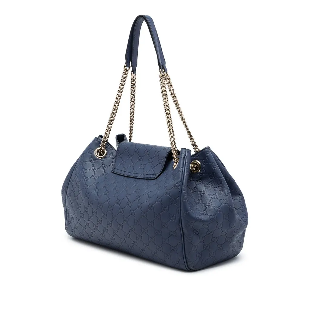 Gucci Large Guccissima Emily Tote Blue Leather Good - Back View