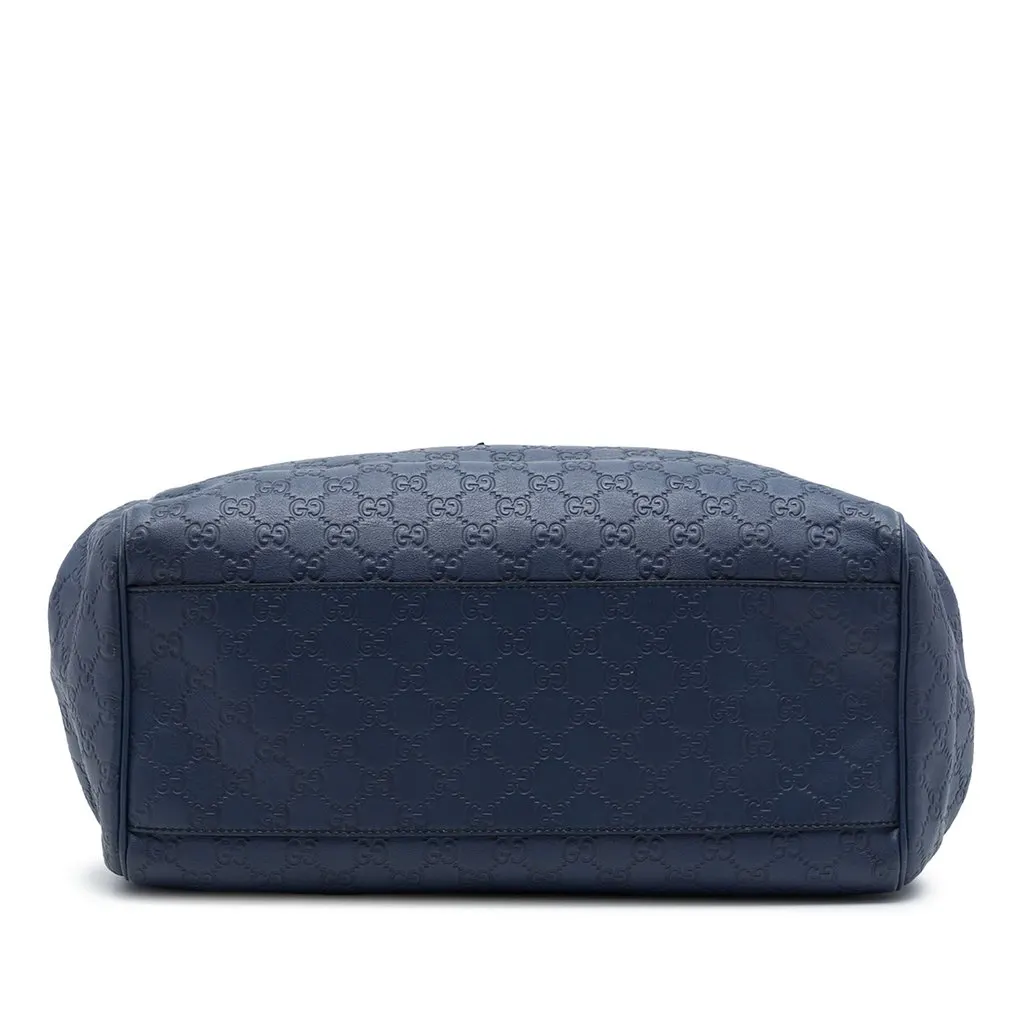 Gucci Large Guccissima Emily Tote Blue Leather Good - Inside View