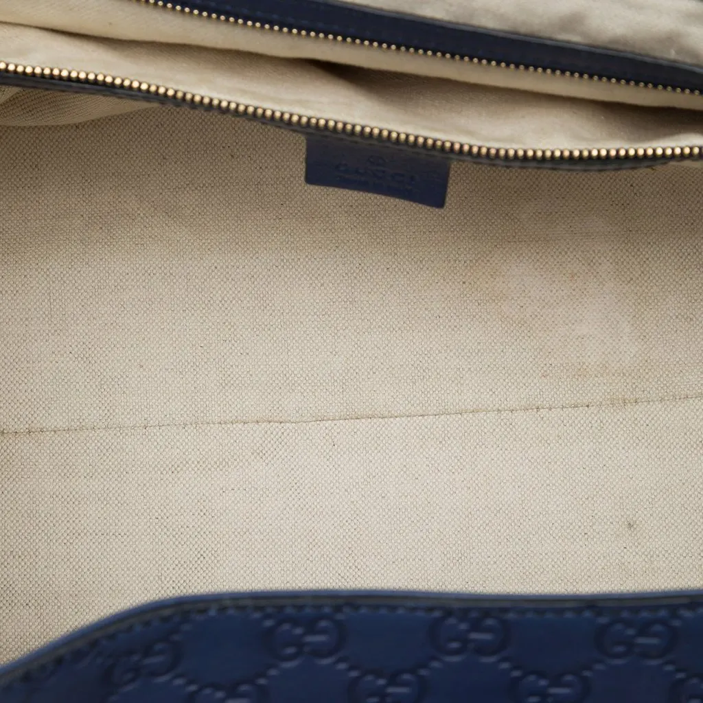 Gucci Large Guccissima Emily Tote Blue Leather Good - Model View