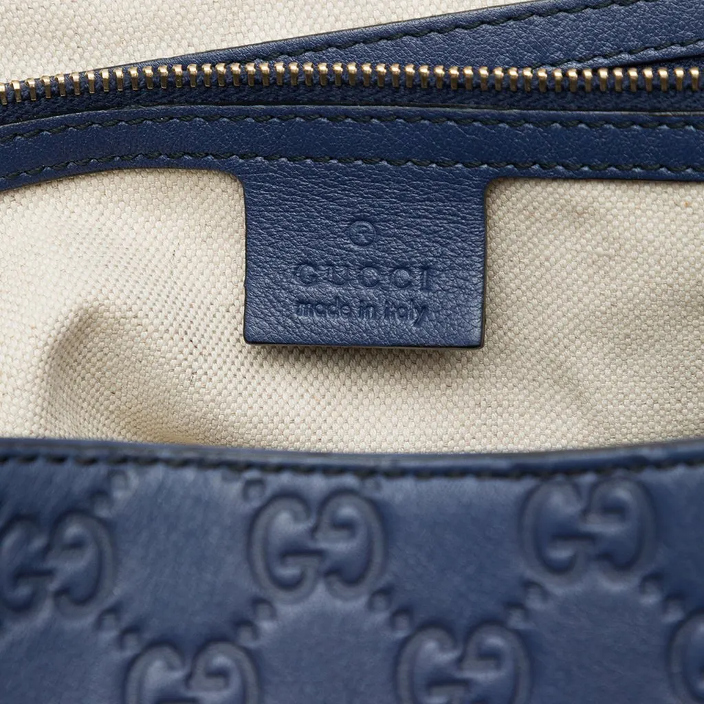 Gucci Large Guccissima Emily Tote Blue Leather Good - Box View