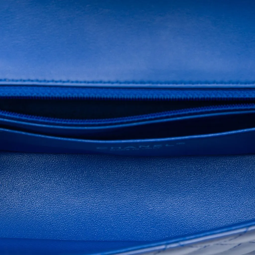 Chanel Mini Rectangular Classic Patent Single Flap Blue Leather Very good - Model View