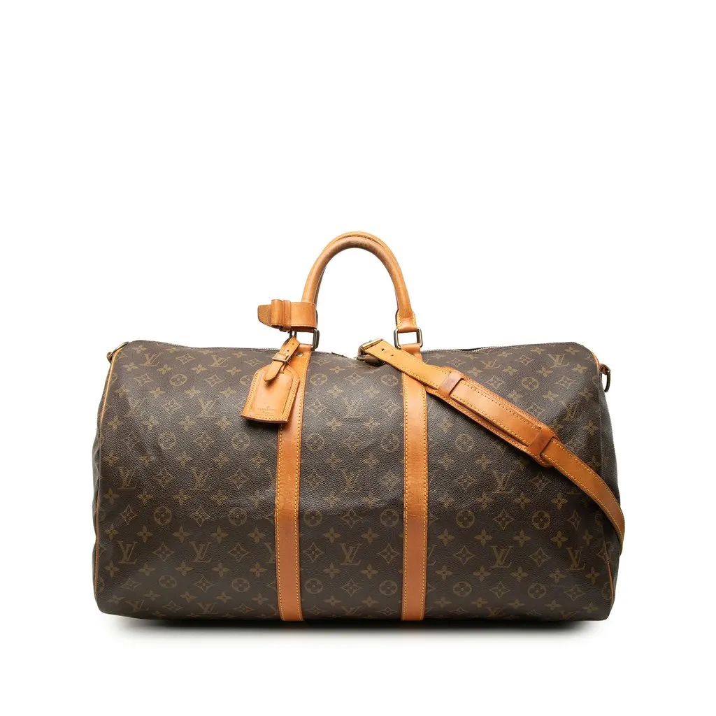Louis Vuitton Monogram Keepall Bandouliere 55 Brown Good - Front View