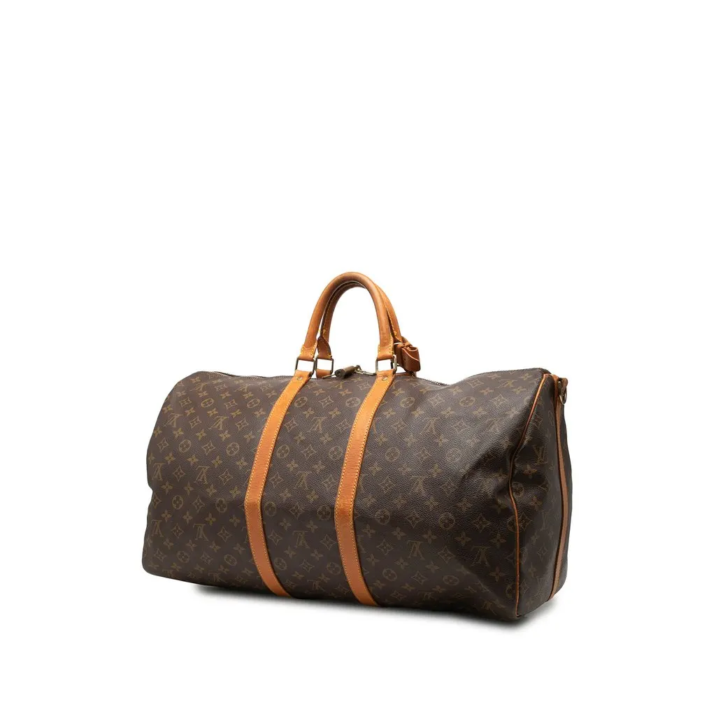 Louis Vuitton Monogram Keepall Bandouliere 55 Brown Good - Back View