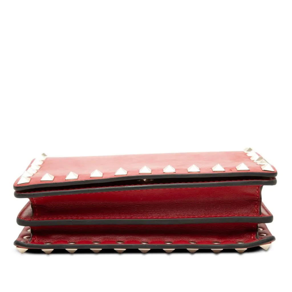 Valentino Leather Rockstud Chain Pouch Red Leather Very good - Inside View