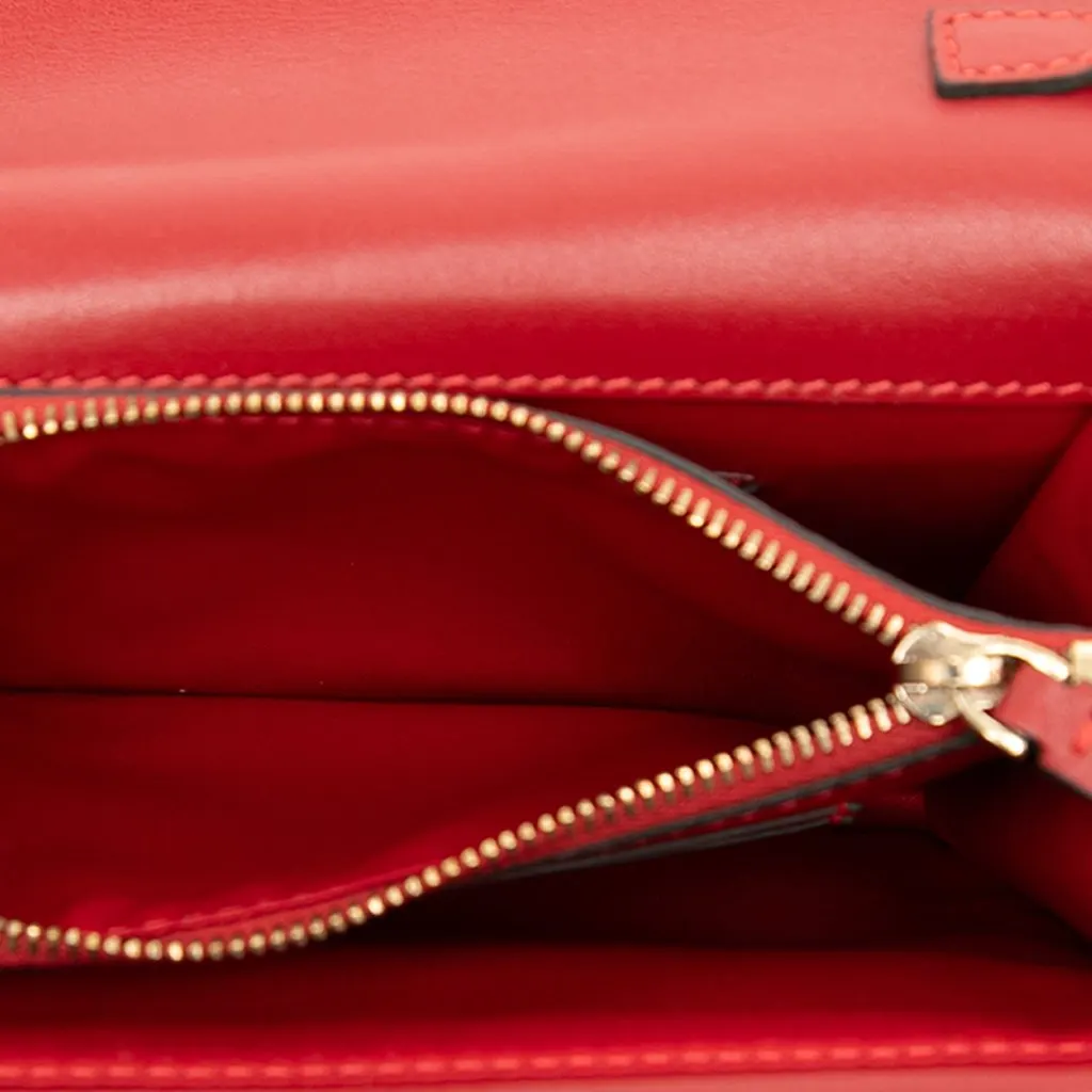 Valentino Leather Rockstud Chain Pouch Red Leather Very good - Model View