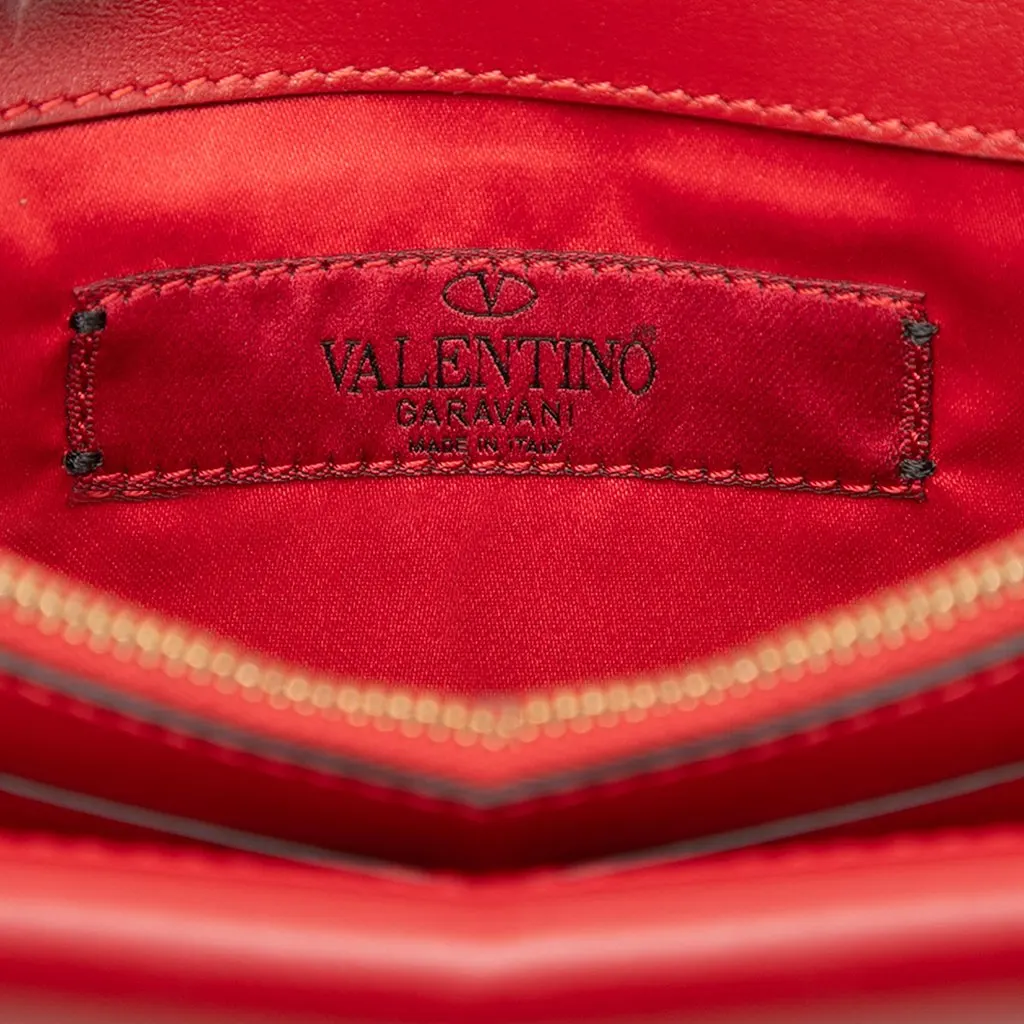 Valentino Leather Rockstud Chain Pouch Red Leather Very good - Box View