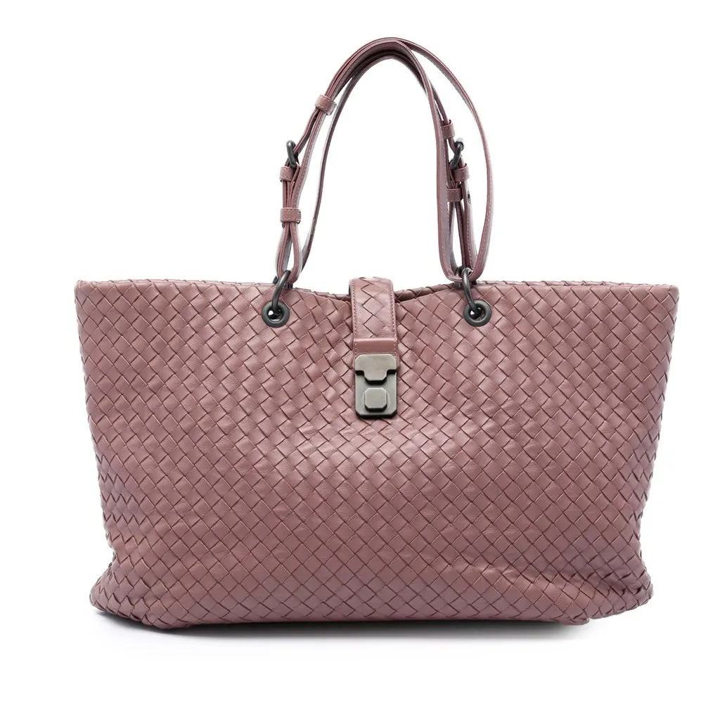 Bottega Veneta Medium Nappa Intrecciato Capri Tote Pink Leather Very good - Front View