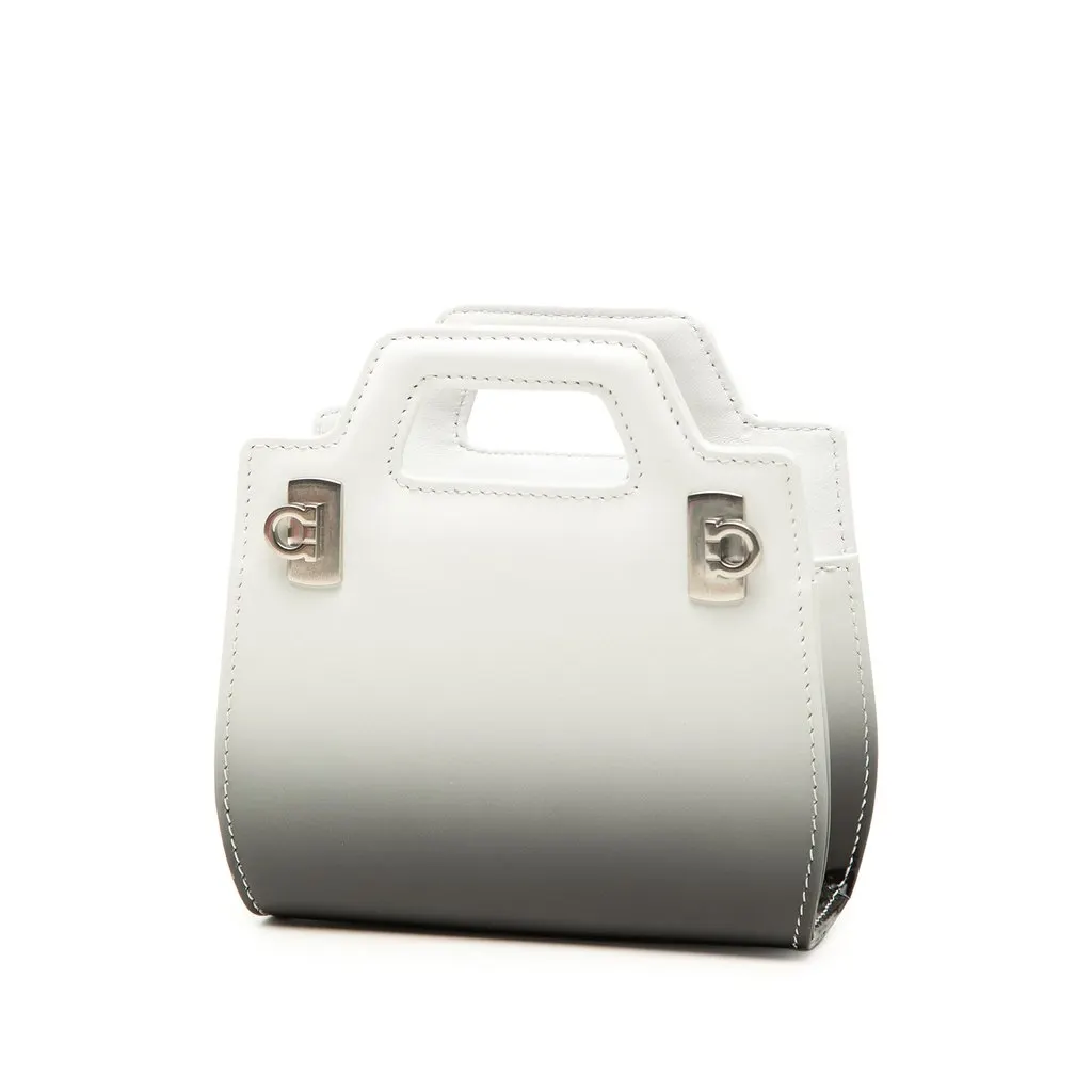Salvatore Ferragamo Mini Gradient Brushed Calfskin Gancini Wanda Top Handle Bag White Leather Very good - Back View