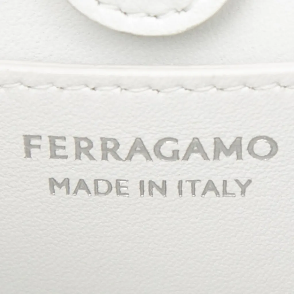 Salvatore Ferragamo Mini Gradient Brushed Calfskin Gancini Wanda Top Handle Bag White Leather Very good - Box View