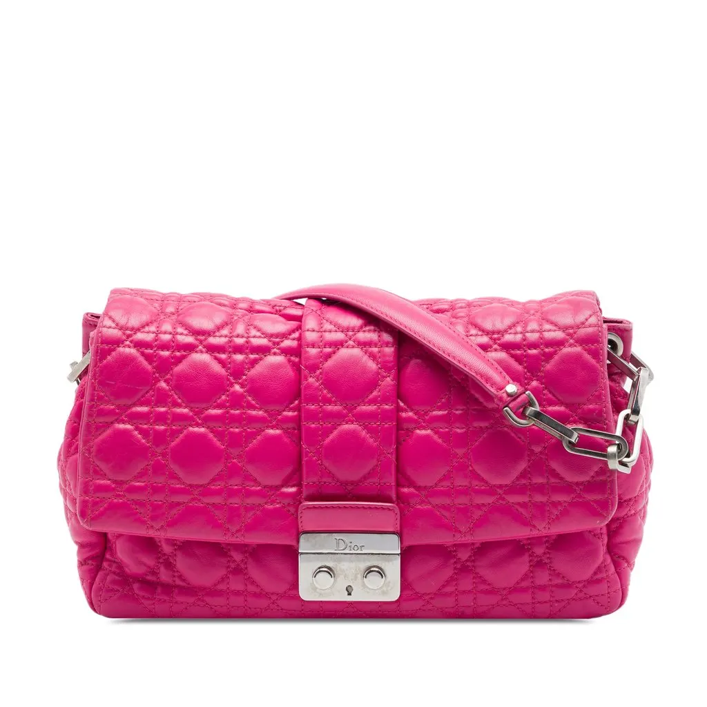 Dior Lambskin Cannage New Lock Flap Pink Leather Very good - Front View