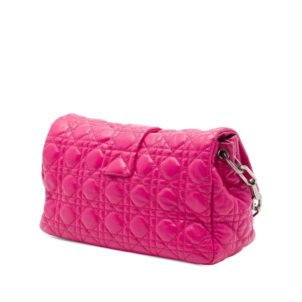 Dior Lambskin Cannage New Lock Flap Pink Leather Very good - Back View