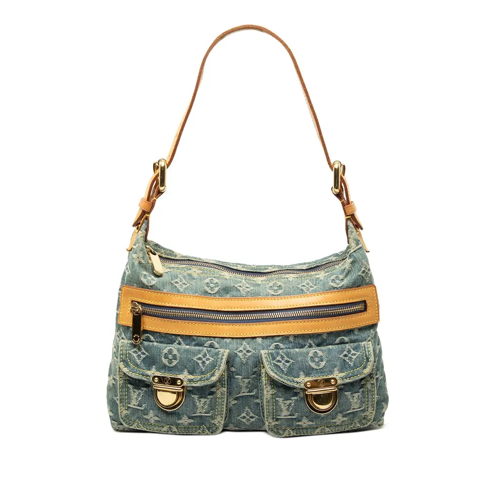 Louis Vuitton Monogram Denim Baggy PM Blue Denim Good - Front View