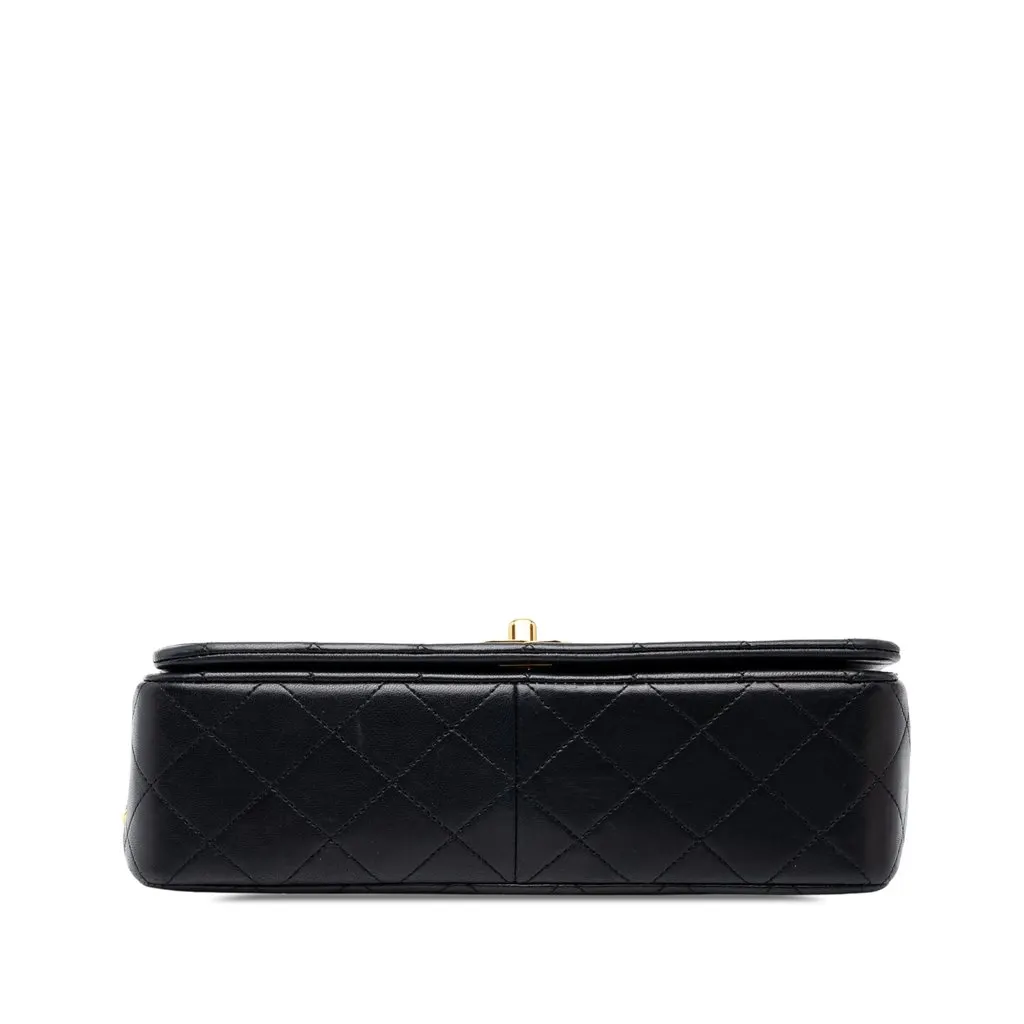 Chanel CC Quilted Lambskin Full Single Flap Black Leather Good - Inside View