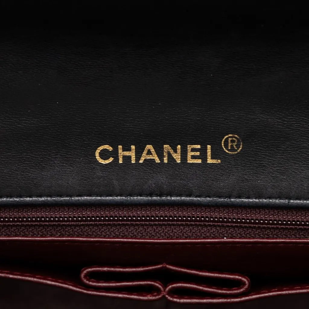 Chanel CC Quilted Lambskin Full Single Flap Black Leather Good - Box View