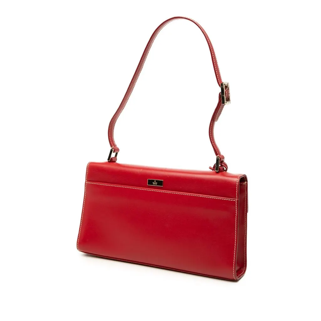Gucci Calfskin Lady Lock Shoulder Bag Red Leather Very good - Back View