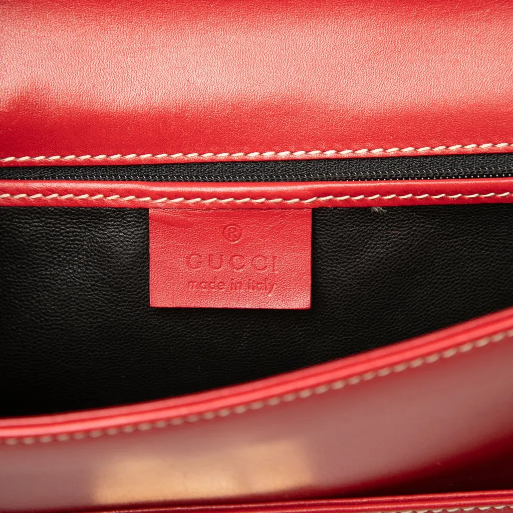 Gucci Calfskin Lady Lock Shoulder Bag Red Leather Very good - Box View