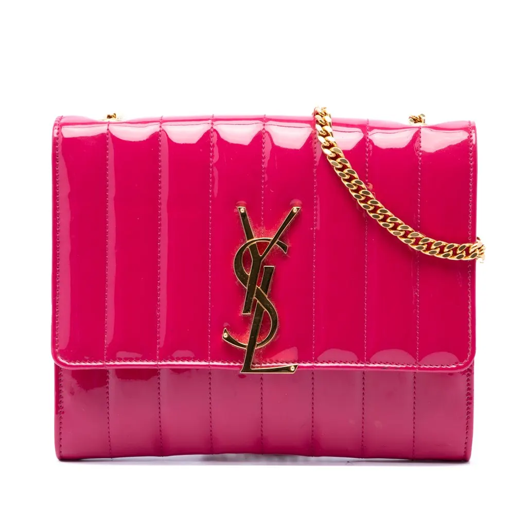 Saint Laurent Medium Patent Vicky Crossbody Pink Leather Very good - Front View