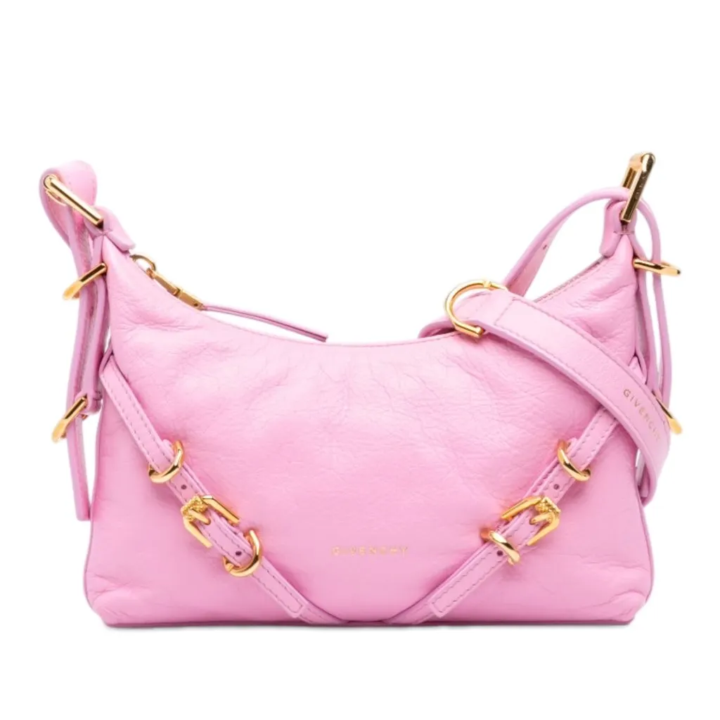 Givenchy Mini Leather Voyou Crossbody Pink Leather Good - Front View