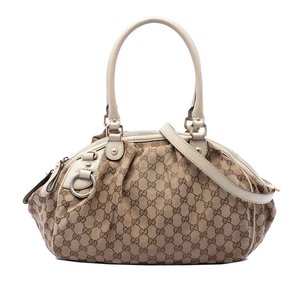 Gucci GG Canvas Sukey Satchel Beige Canvas Very good - Front View
