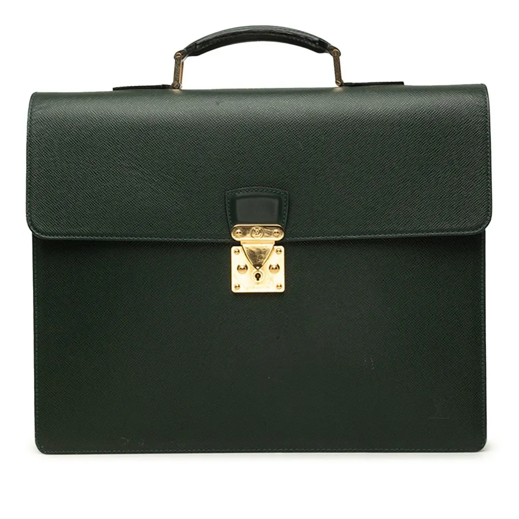 Louis Vuitton Taiga Moskova Briefcase Green Leather Good - Front View