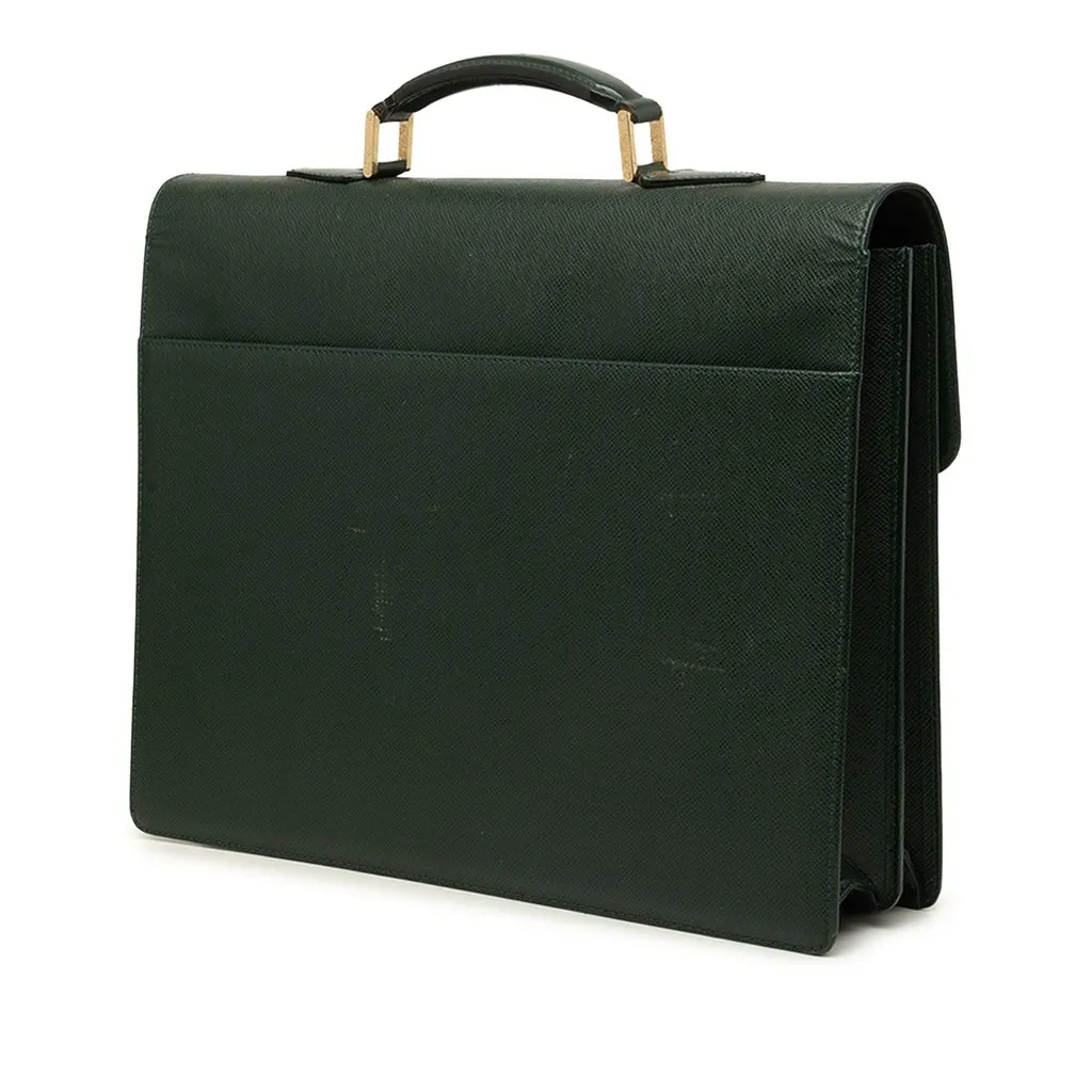 Louis Vuitton Taiga Moskova Briefcase Green Leather Good - Back View
