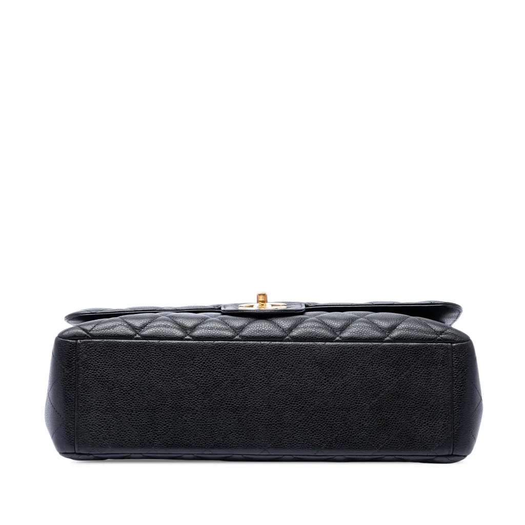 Chanel Maxi Classic Caviar Double Flap Black Leather Very good - Inside View