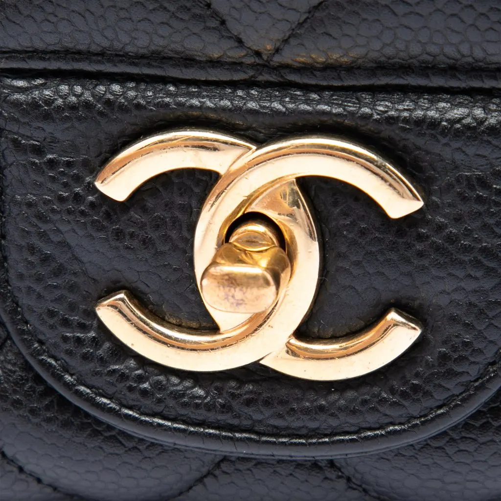Chanel Maxi Classic Caviar Double Flap Black Leather Very good - Box View