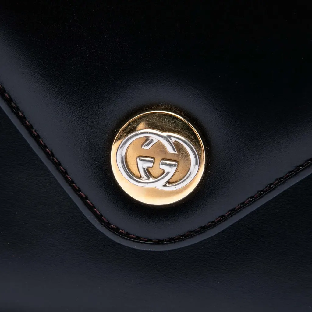 Gucci Calfskin Interlocking G Envelope Shoulder Bag Black Leather Very good - Box View