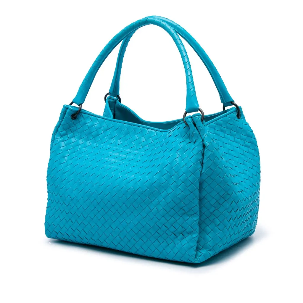 Bottega Veneta Nappa Intrecciato Parachute Tote Blue Leather Very good - Back View