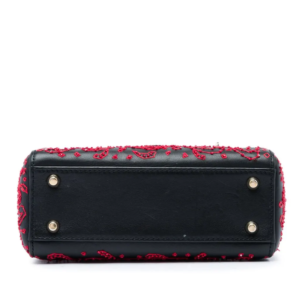 Dior Mini Smooth Calfskin Embroidered Heart Playing Cards Lady Dior Black Leather Very good - Inside View