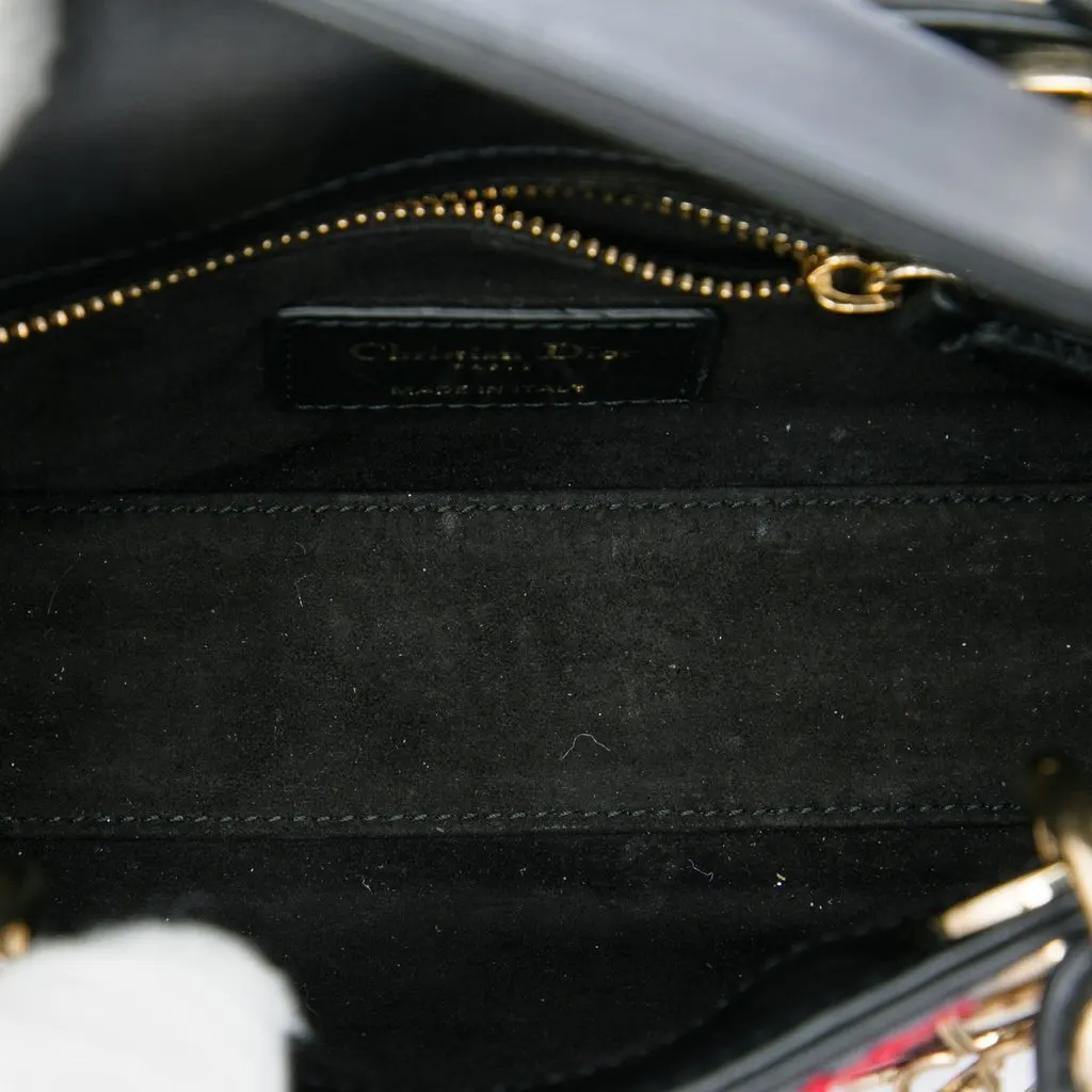 Dior Mini Smooth Calfskin Embroidered Heart Playing Cards Lady Dior Black Leather Very good - Model View