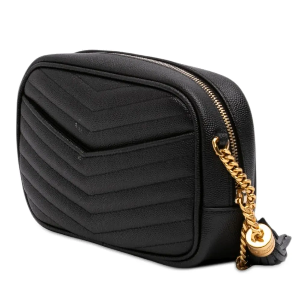 Saint Laurent Mini Grain de Poudre Monogram Lou Camera Bag Black Leather Very good - Back View