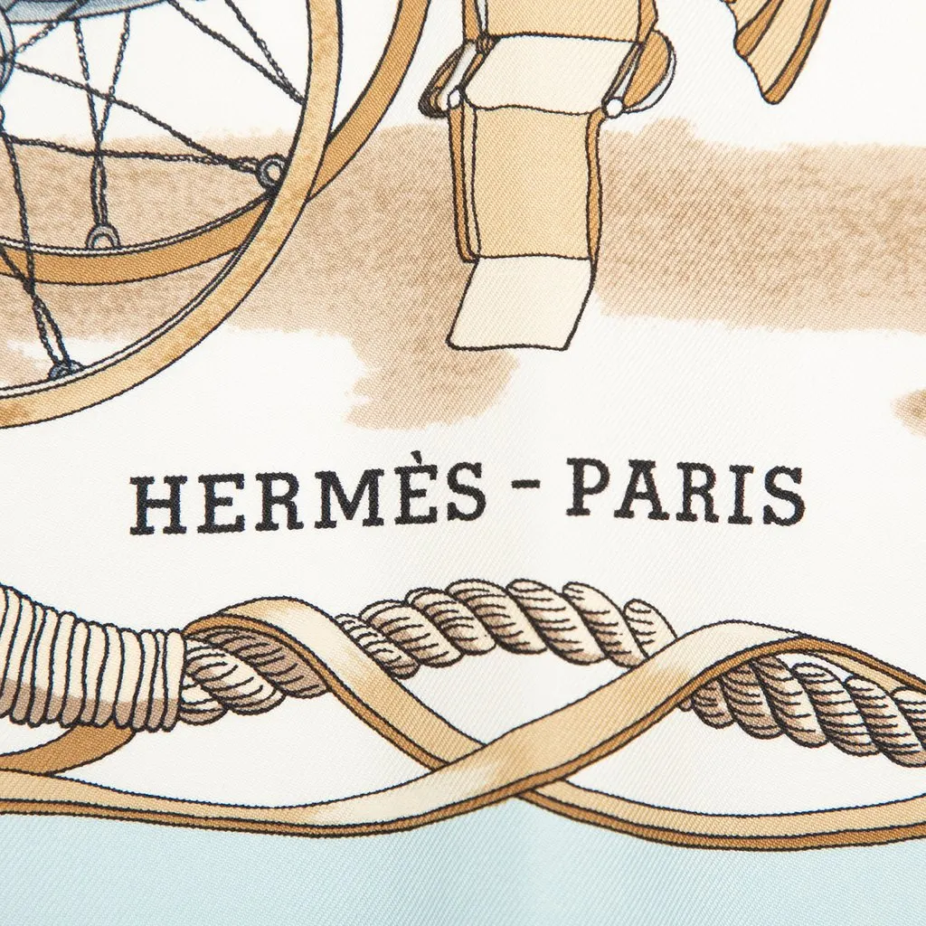 Hermès Musee Silk Scarf 90 White Silk Very good - Inside View