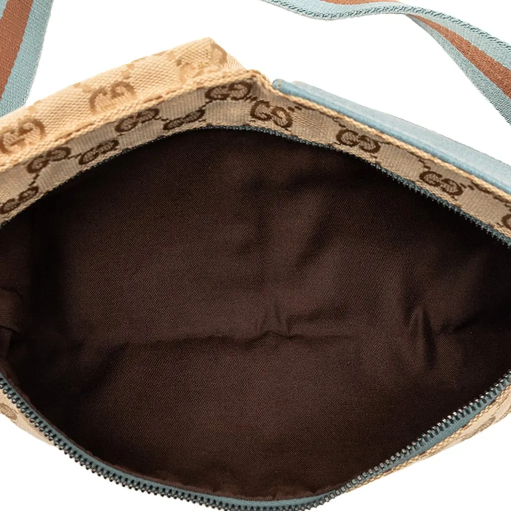 Gucci GG Canvas Web Double Pocket Belt Bag Beige Very good - Model View