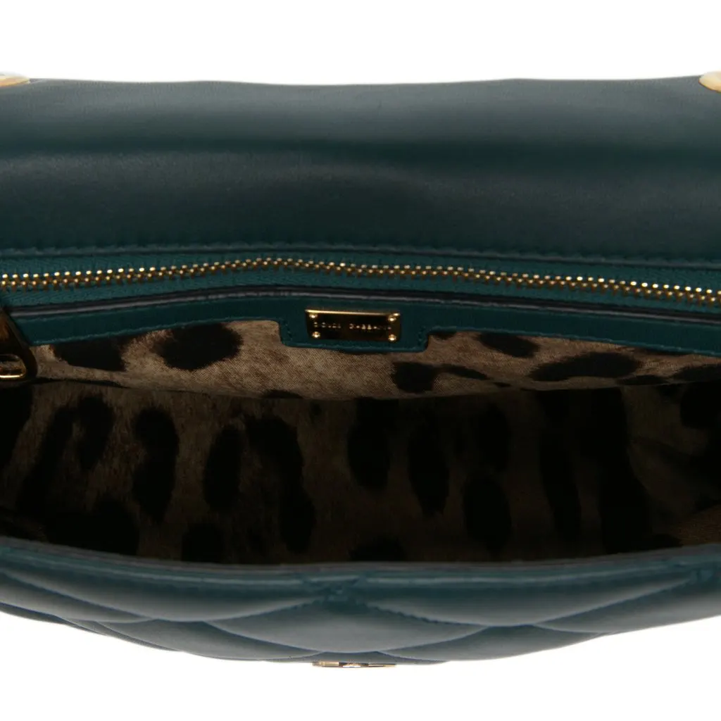 Dolce & Gabbana Quilted Leather Miss Kate Crossbody Green Leather Very good - Model View