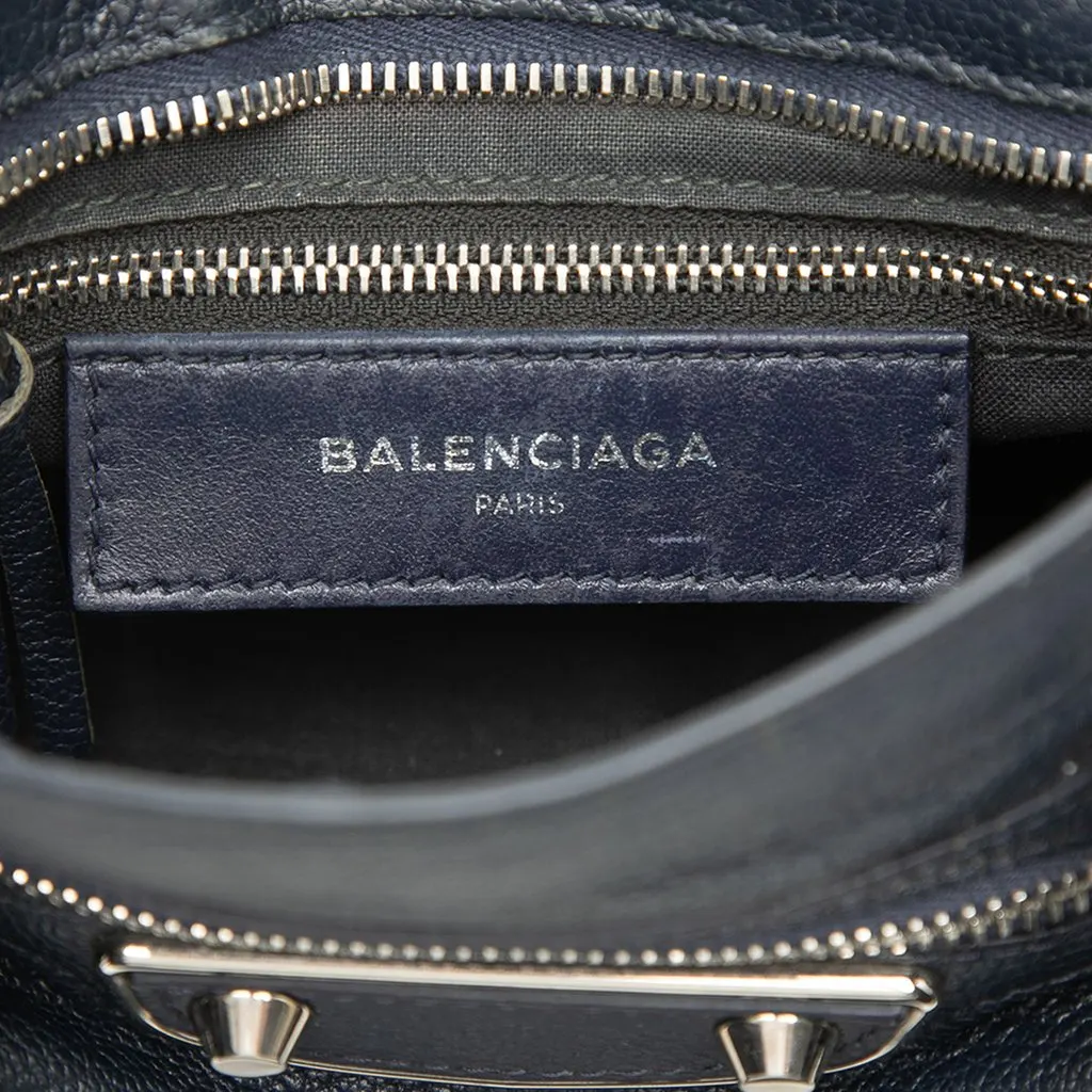 Balenciaga Mini Goatskin Motocross Classic Metallic Edge City Satchel Blue Leather Very good - Box View