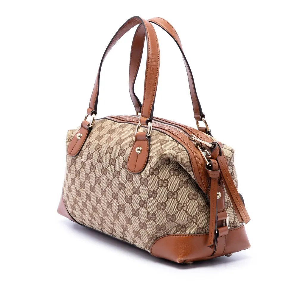 Gucci GG Canvas Brick Lane Satchel Beige Canvas Good - Back View