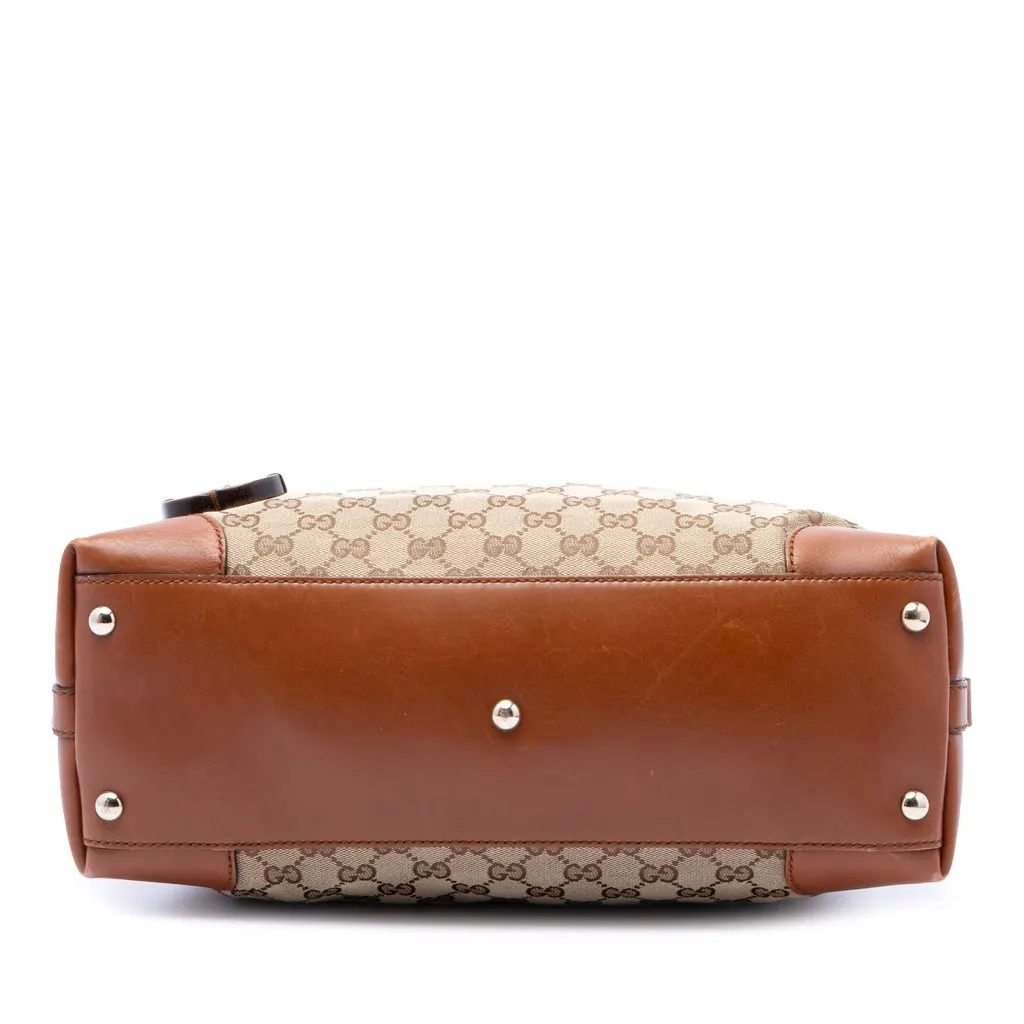 Gucci GG Canvas Brick Lane Satchel Beige Canvas Good - Inside View