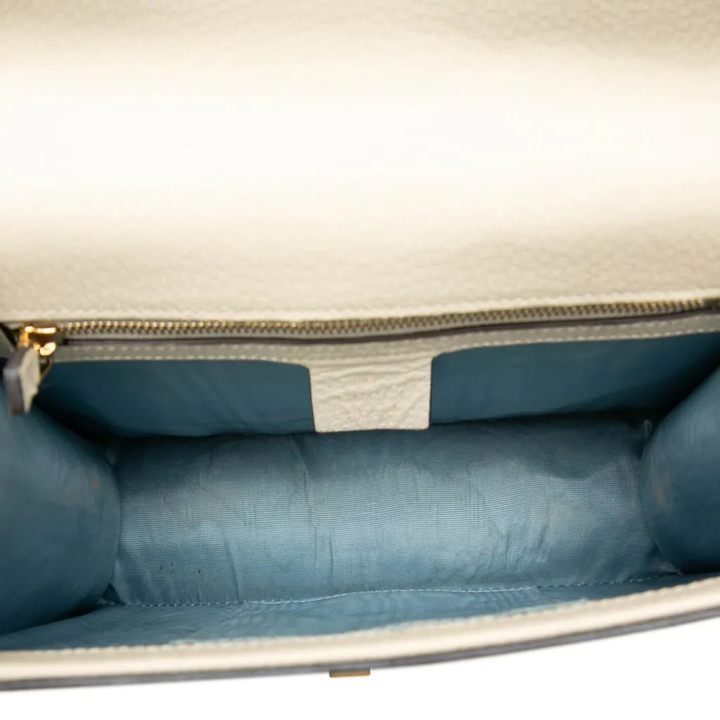 Gucci Small Calfkin Bee Star Sylvie Satchel White Leather Very good - Model View