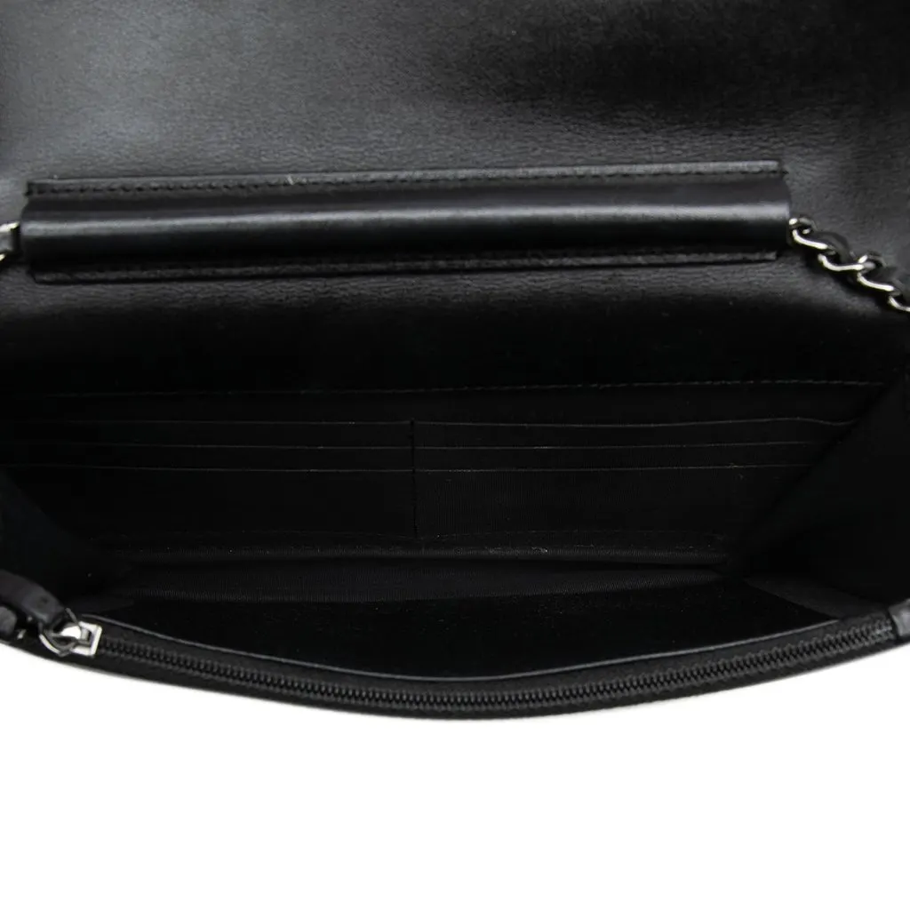 Chanel Bicolor Calfskin Boy Wallet On Chain Black Leather Very good - Model View