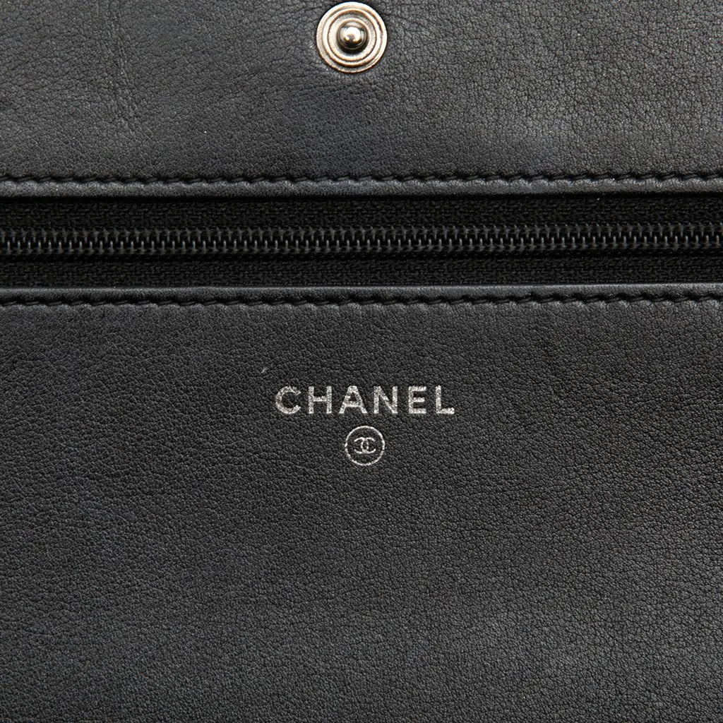 Chanel Bicolor Calfskin Boy Wallet On Chain Black Leather Very good - Box View