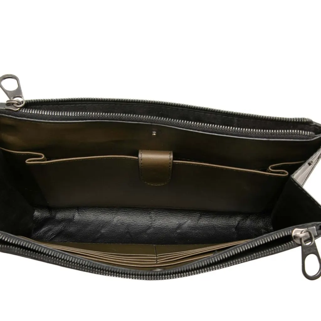 Bottega Veneta Nappa Intrecciato Double Zip Wristlet Clutch Brown Leather Very good - Model View