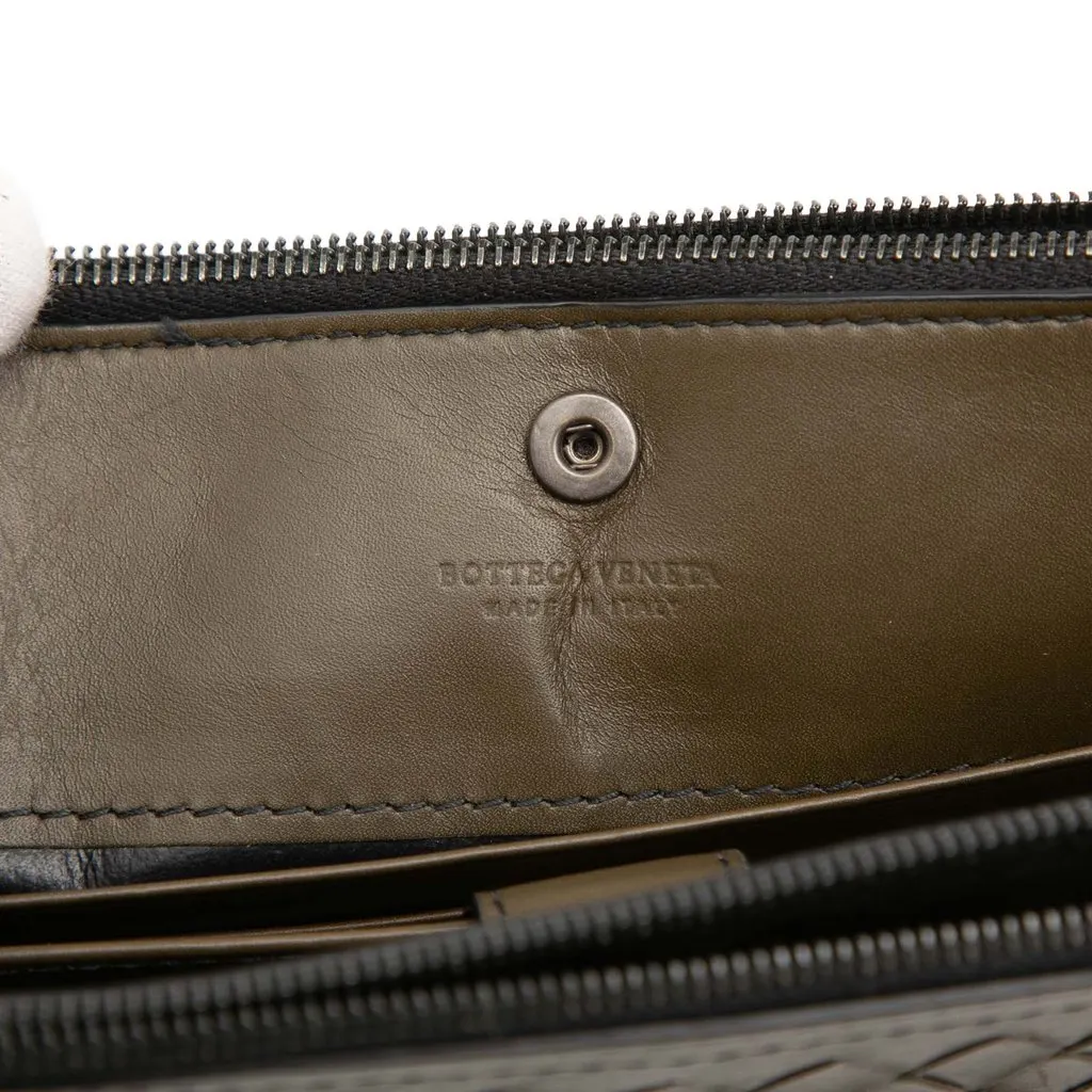Bottega Veneta Nappa Intrecciato Double Zip Wristlet Clutch Brown Leather Very good - Box View